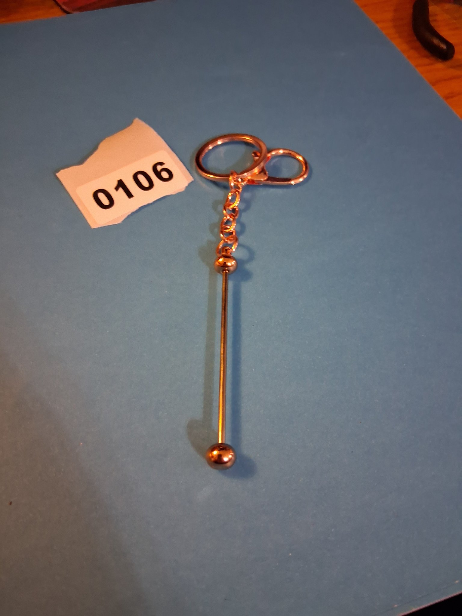 Addon — 106A Rose Gold Beadable Keychain Bar Blank